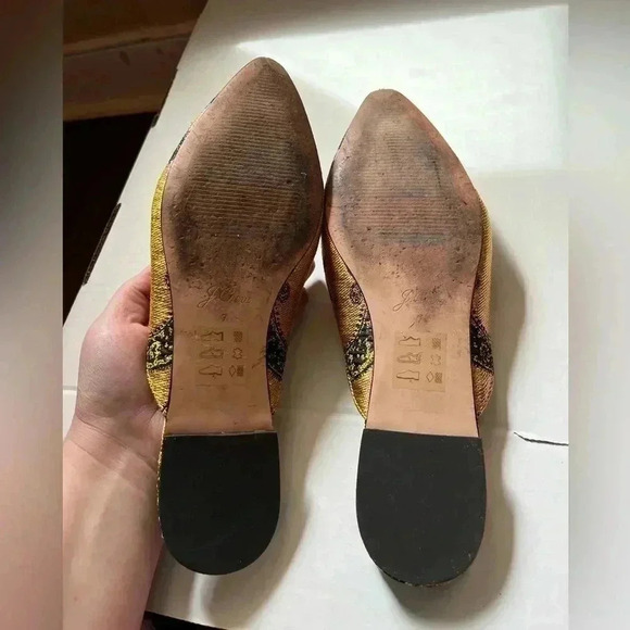 JCrew Pointed Toe Slip-on Slides in Brocade Marigold and Black Size 7 - Picture 5 of 7